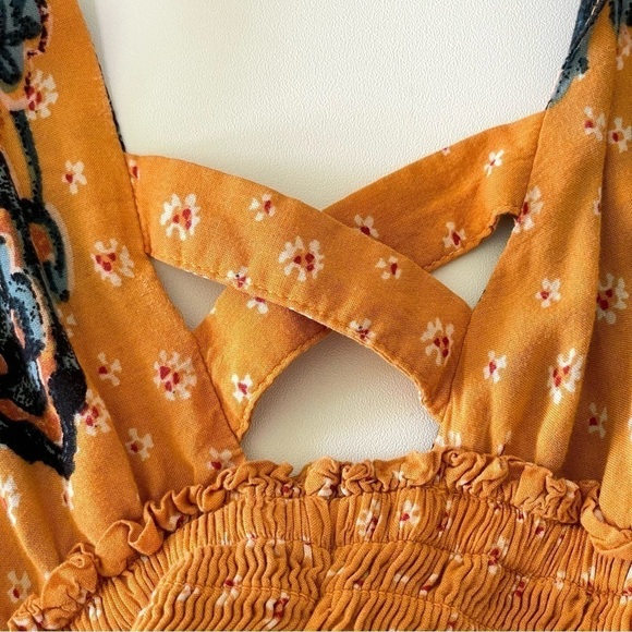 Free People Walking Through My Dreams Smocked Cutout Boho Mini Dress XS - Picture 13 of 16